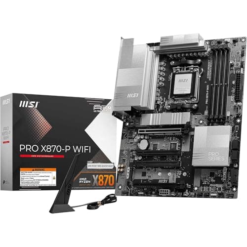 MSI PRO X870-P WiFi Mainboard, ATX - Unterstützt AMD Ryzen 9000/8000/7000 Prozessoren, AM5-60A SPS VR M, DDR5 Memory Boost (8200+ MT/s OC), PCIe 5.0 x16 & 4.0 x16, M.2 Gen5, Wi-Fi 7, 5G LAN
