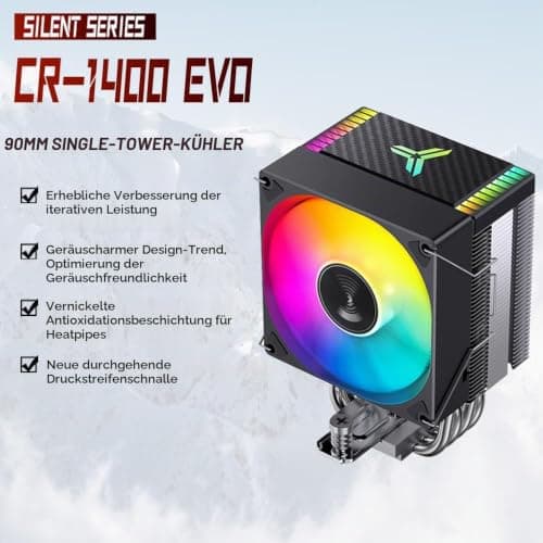 TZMRIT x CR-1400 EVO CPU Kühler,180W TDP,4 Heat Pipes,130mm Höhe,mit 92 * 92 * 25mm 2200PRM ARGB PWM Lüfter,für Intel LGA 115X/1200/1700, für AM4/AM5 (White) Bild 4