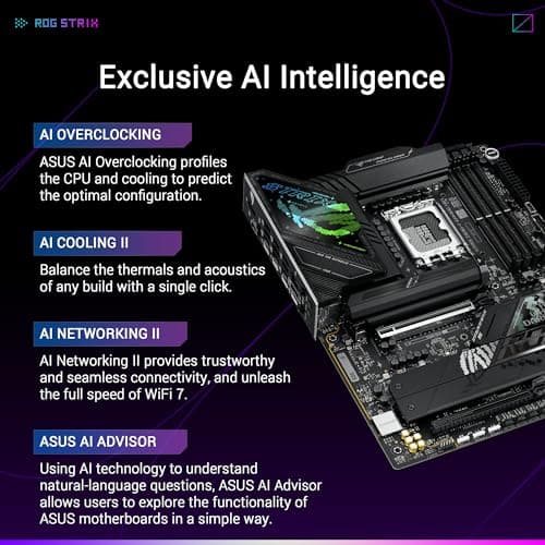 ASUS ROG Strix Z890-F Gaming WiFi Mainboard Sockel Intel LGA 1851 (ATX, Advanced AI, DDR5, WiFi 7, 5X M.2, Q-Release, PCIe 5.0, 2X Thunderbolt 4, DIMM Fit) Bild 4