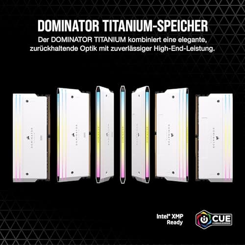 CORSAIR Dominator Titanium RGB DDR5 RAM 96GB (2x48GB) Bis zu 6400MHz CL32 Intel XMP 3.0 Desktop-Arbeitsspeicher – Weiß (CMP96GX5M2B6400C32W) 96GB (2x48GB) Weiß Bild 4