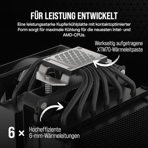Corsair A115 Hochleistungs-Tower-CPU-Luftkühler - Slide-and-Lock-Lüfterhalterung - Zwei AF140 Elite-Lüfter Vorinstallierte Wärmeleitpaste - Schwarz Bild 6