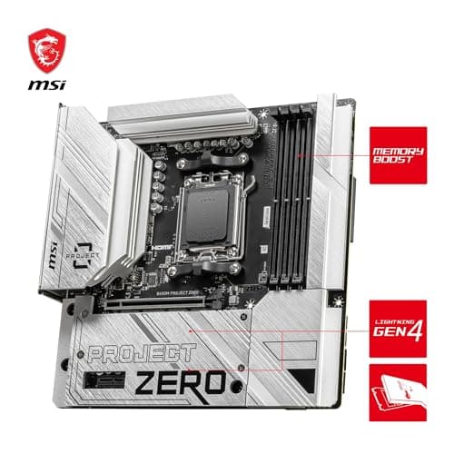 MSI B650M Project Zero Motherboard, Back-Connect Micro-ATX - Unterstützt Ryzen 9000, 8000 & 7000 Serie Prozessoren, AM5 - DDR5 Memory Boost 6400+MHz/OC, 1 x PCIe 4.0 x16, 2 x M.2 Gen4, Wi-Fi 6E Bild 8