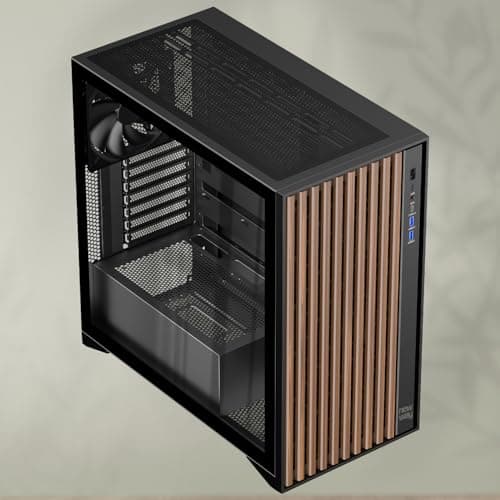 NEWWAY - NW1 PC-Gehäuse aus Holz - Mittlere Tower kompatibel mit ATX/Micro-ATX/ITX - Typ C USB - üfter inklusive 3 x 140 mm PWM - Seitenpanel aus gehärtetem Glas (schwarz) Bild 7