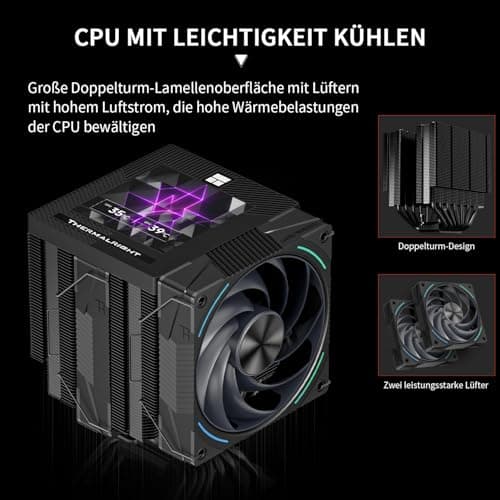 Thermalright Phantom Spirit 120 Vision EVO CPU-Kühler, PC-Kühlkörperkühler 7 Heatpipes, 3,95'' magnetischer Bildschirm mit 480x480 Auflösung, für AM4/AM5 und Intel LGA1700/1851/115x Bild 4