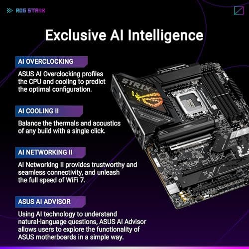 ASUS ROG Strix Z890-H Gaming WiFi Z890 LGA 1851 ATX Motherboard, Intel® Core™ Ultra Series 2 Ready, Advanced AI PC-Ready, 16+2+1+2 Stages, DDR5, 5GB LAN, WiFi 7, 4X M.2, PCIe 5.0, USB Type-C®, AI OC Bild 4