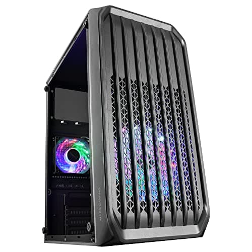 Mars Gaming MC-S2, Gehäuse PC Micro-ATX Ultra-Kompakt, Frontgitter, 2X FRGB-Lüfter, Full Side Window Gaming Gehäuse, Unterstützt Flüssigkeitskühlung bis zu 240mm, Schwarz