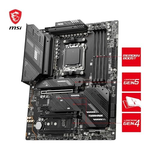 MSI MAG X670E Tomahawk WiFi Motherboard, ATX - Unterstützt Ryzen 9000, 8000 & 7000 Serie Prozessoren, AM5-80A SPS VRM, DDR5 Memory Boost 6600+MHz/OC, PCIe 5.0 x16, M.2 Gen5, Wi-Fi 6E Bild 6