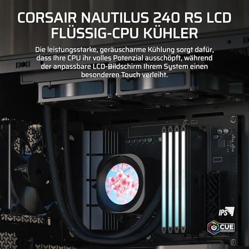 CORSAIR Nautilus 240 RS LCD Flüssig-CPU-Kühler – 2,1-Zoll-IPS LCD-Bildschirm, 240mm AIO, Einfache Daisy-Chain-Verbindungen, Intel LGA 1851/1700, AMD AM5/AM4 – Enthält 2X RS120-Lüfter – Schwarz Bild 4