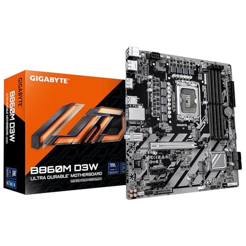 GIGABYTE B860M D3W Mainboard – Intel Core Ultra Series CPUs, 4+1+2-Phasen-VRM, bis zu 9066 MHz DDR5, 2× PCIe 4.0 M.2, 1-GbE-LAN, USB 3.2 Gen 1