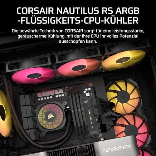 Corsair Nautilus 360 RS ARGB CPU-Flüssigkeitskühler – 360mm AIO – Geräuscharm – Direkter Mainboard-Anschluss – Intel LGA 1851/1700, AMD AM5/AM4 – 3X RS120 ARGB-Ventilatoren Inbegriffen – Schwarz Bild 3