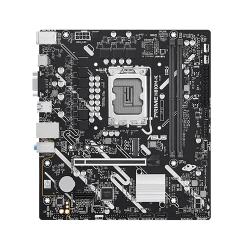 ASUS PRIME H810M-K Intel H810 LGA1851 micro-ATX Mainboard (Advanced AI PC-ready, DDR5 Steckplätze, PCIe 4.0, HDMI, VGA, USB 5Gbps h., USB 5Gbps Type-C v., M.2 Steckplatz, Realtek 1Gb Ethernet, Aura Sy