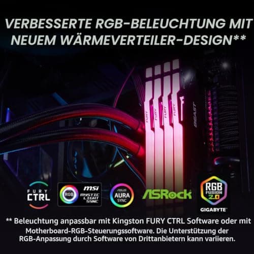 Kingston FURY Beast Schwarz RGB 16GB 6000MT/s DDR5 CL36 DIMM Desktop Gaming Speicher Einzelnes Modul AMD EXPO/ Intel XMP - KF560C36BBE2A-16 Bild 4