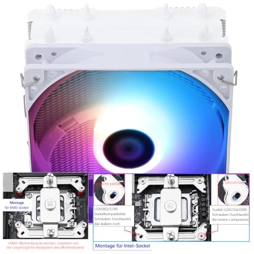TR-Thermalright Assassin X 120R SE White ARGB CPU Kühler-4 Heatpipes, Ruhig 120mm CPU-Lüfter,1550U/min, für AM4/AM5, Intel LGA1851/1700/115x/1200, PC-Kühler-Weiß ARGB Assassin X 120 R SE White ARGB Bild 8