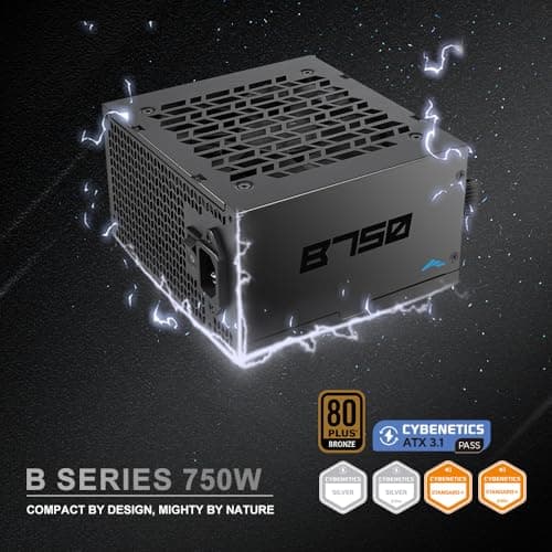 SAMA B750 750W ATX 3.1 Netzteil, 80+ Bronze Zertifiziert, PCIe 5.1 450W Unterstützung, Non-Modular, 120mm Leiser Temperaturgesteuerter Lüfter, Active PFC, 3-Jährige Garantie für Gaming PC/Workstation Bild 4
