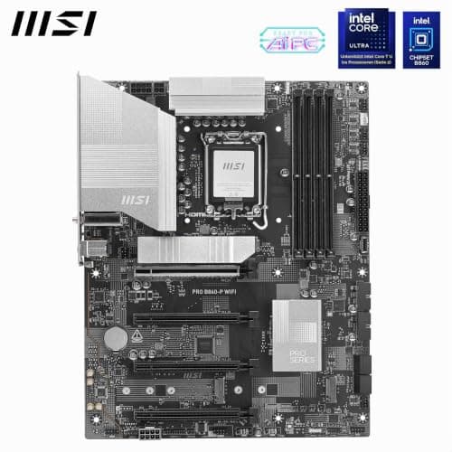 MSI PRO B860-P WiFi Mainboard, ATX - Unterstützt Intel Core Ultra Prozessoren (Series 2), LGA 1851-12 DRPS, DDR5 Memory Boost (8600+ MT/s OC), PCIe 5.0 x16 & 4.0 x16, M.2 Gen5, Wi-Fi 7, 5G LAN Bild 4
