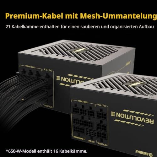 ENERMAX Revolution III 850 Watt |vollmodulares ATX 3.1-Netzteil | PCIe 5.1 |80 Plus Gold |flüsterleiser 120mm FDB-Lüfter | 105°C jap. Kondensatoren | ERV850G-AHG-MAC Bild 8
