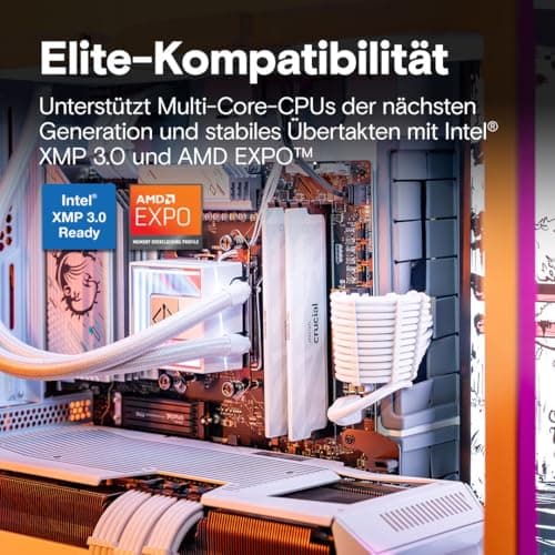 Crucial Pro DDR5 RAM 32GB Kit (2x16GB) 6400MHz CL32, Gaming PC Arbeitsspeicher, Intel XMP 3.0 / AMD EXPO, Weiß - CP2K16G64C32U5W 32GB (2x16GB) Weiß Bild 7