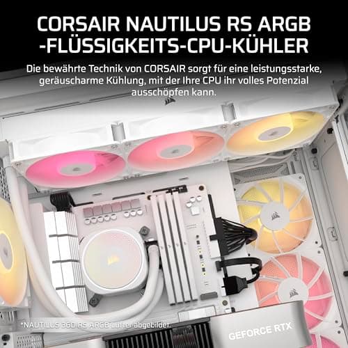 Corsair Nautilus 240 RS ARGB CPU-Flüssigkeitskühler – 240mm AIO – Geräuscharm – Direkter Mainboard-Anschluss – Intel LGA 1851/1700, AMD AM5/AM4 – 2X RS120 ARGB-Ventilatoren Inbegriffen – Weiß Bild 3