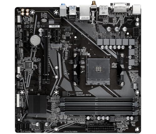 GIGABYTE A520M DS3H AC Mainboard - AMD Ryzen 5000 Serie CPUs, 5+3 Phasen VRM, bis zu 4733 MHz DDR5 (OC), 1xPCIe 3.0 M.2, GbE LAN, WiFi 5, USB 3.2 Gen 1 Bild 3