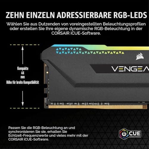 Corsair Vengeance RGB PRO SL 32GB (2x16GB) DDR4 Bis zu 3200MHz (PC4-25600) C16 1.35V Optimized for AMD Ryzen - Schwarz Bild 8