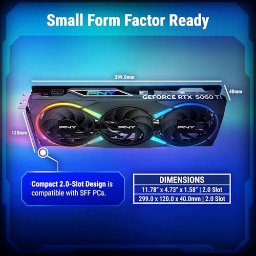 PNY GEFORCE RTX™ 5060 Ti 8GB ARGB Overclocked Triple Fan DLSS 4 VCG5060T8TFXXPB1-O ARGB OC Triple Fan Bild 8