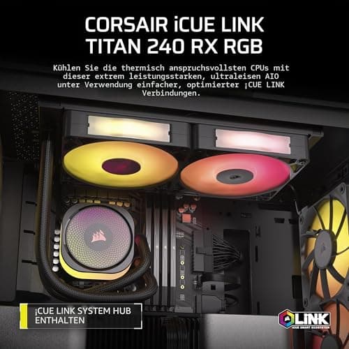 Corsair iCUE LINK Titan 240 RX RGB-Kühler für CPU – 240 mm AIO – 2X RX120 RGB-Lüfter integriert – Gefertigt für Intel LGA 1851/1700, AMD AM5/AM4 – Inklusive iCUE LINK-Systemhub – Schwarz Schwarz 240mm AIO Bild 4
