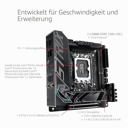 ASUS ROG Strix Z790-I Gaming WIFI Mainboard Sockel Intel LGA1700 (mini-ITX, DDR5 Speicher, 2x M.2, PCIe 5.0, WiFi 6E, Thunderbolt 4, ROG Strix Hive) Bild 4