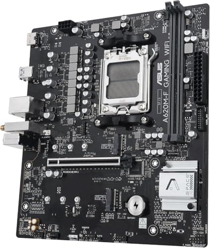 ASUS A620M-F Gaming WiFi Mainboard, AMD mATX, DDR5, 2X M.2 PCIe 4.0, HDMI, 2.5GB Ethernet, USB 3.2 Gen 1 Type-A, SafeSlot Core+, Q-DIMM, Q-LED Core, Q-Slot, ASUS 5X Protection III, Armoury Crate Bild 8