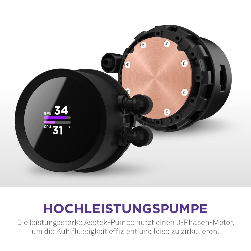 NZXT Kraken Serie – AIO CPU-Flüssigkeitskühler – Anpassbares LCD-Display – Hochleistungs-Lüfter – Kompatibel mit Intel® & AMD® Sockel – 280 – Schwarz Kraken 2023 280mm Schwarz Bild 7