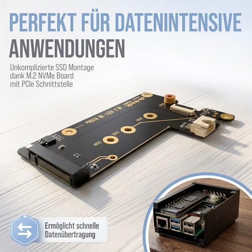 db-tronic Raspberry Pi 5 8GB PCIe M.2 NVMe Set | 64GB Edition | Netzteil 27W | Metallgehäuse | Active Cooler | M.2 NVMe SSD PCIe Board | Ideal für Smart Home, Retro Gaming & Home Assistant 8GB RAM Bild 7