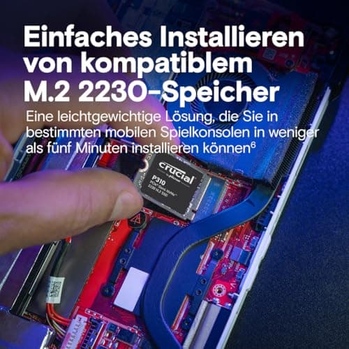 Crucial P310 SSD 1TB M.2 2230 PCIe Gen4 NVMe, bis 7.100 MB/s, mit Steam Deck, ASUS ROG Ally, MSI Claw & Microsoft Surface kompatibel - CT1000P310SSD2 1TB (M.2 2230) Bild 4