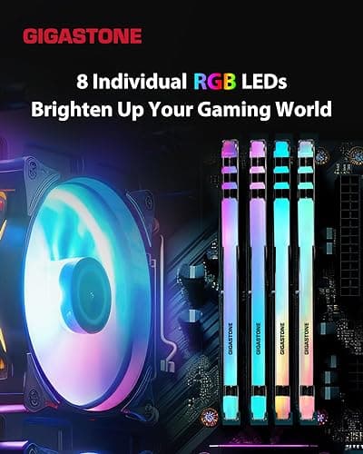 【RGB DDR4 RAM】 GIGASTONE Game Turbo 32GB Kit(2x16GB) DDR4 3200MHz PC4-25600 CL16-18-18-40 Intel XMP 2.0 AMD Ryzen 1.35V UDIMM 288Pin Nicht-ECC ungepuffert Desktop Hochleistung Arbeitsspeicher-Schwarz Bild 6