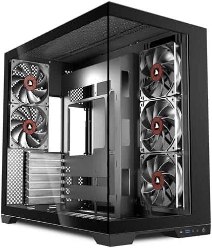 KEDIERS PC Gehäuse - vorinstallierte 5-Lüfter, ATX Mid Tower Gaming Gehäuse, Computergehäuse mit öffnendem Seitenteil aus gehärtetem Glas Schwarz G500