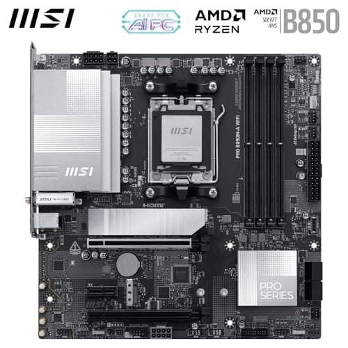 MSI PRO B850M-A WiFi-Motherboard, mATX - Unterstützt AMD Ryzen 9000/8000/7000 Prozessoren, AM5 - DDR5 Memory Boost (8200+ MT/s OC), PCIe 5.0 x16 & 4.0 x4, M.2 Gen5, Wi-Fi 7, 5G LAN Bild 4