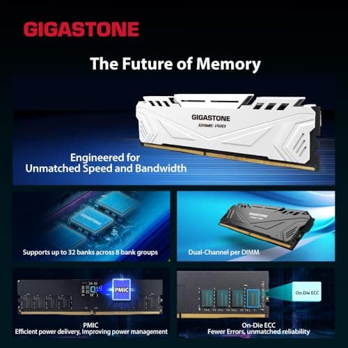 【DDR5 RAM】GIGASTONE Game PRO 64GB Kit (4x16GB) DDR5 6000MHz PC5-48000 CL40-40-40-76 XMP 3.0 AMD Expo 1.3v UDIMM 288 Pin Unbuffered Non ECC High Performance Gaming Desktop Memory - Weiß Bild 8