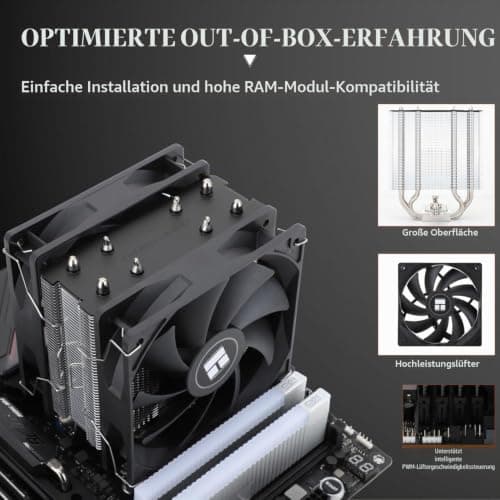 TR Assassin X 120R SE PLUS CPU-Kühler, 4×6mm Heatpipes, 120mm PWM Quiet Fans CPU-Luftkühler mit S-FDB-Lager, AGHP-Technologie, für AMD AM4 AM5/Intel 1700/1150/1151/1200(AX120R SE PLUS) AX120R SE PLUS-DE Bild 8