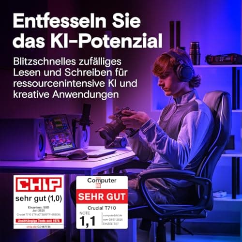 Crucial T710 SSD 1TB M.2 NVMe PCIe 5.0 x4 Gen5, bis zu 14.900 MB/s Lesen, 13.700 MB/s Schreiben, für Laptop und Desktop PC, TLC NAND, Interne Festplatte - CT1000T710SSD8-01 Bild 6