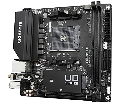GIGABYTE A520I AC Motherboard - Unterstützt AMD Ryzen 5000 Series AM4 CPUs, 6 Phasen Digital VRM, bis zu 5300MHz DDR4 (OC), 1xPCIe 3.0 M.2, WiFi, GbE LAN, USB 3.2 Gen1 Bild 8