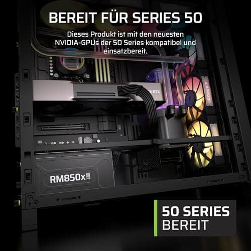 CORSAIR RM850x Shift (2025) Vollmodulares ATX-Netzteil – Modulare Seitenschnittstelle, 12-V-2x6-Kabel, ATX 3.1 und PCIe 5.1, Lüftergeschwindigkeit, 105°C-Kondensatoren, Cybenetics Gold – Schwarz 850w Bild 5