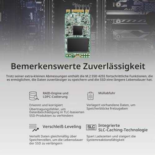 Transcend MTS425S 500GB M.2 2242 SATA III B+M Key, 3D NAND, DRAM-less, Bis zu 530/480 mb/s, Interne SSD für Gaming-Handhelds, Ultrabooks und NUC 500 GB Bild 6