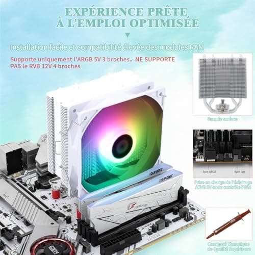 TR AssassinX120 SE WHITE ARGB CPU-Luftkühler, 4 Heatpipes, TL-C12CW-S PWM Quiet Fan CPU Cooler mit S-FDB-Lager, für AMD AM4 AM5 / Intel 1700/1150/1151/1200, PC-Kühler AX120 SE White ARGB Bild 8