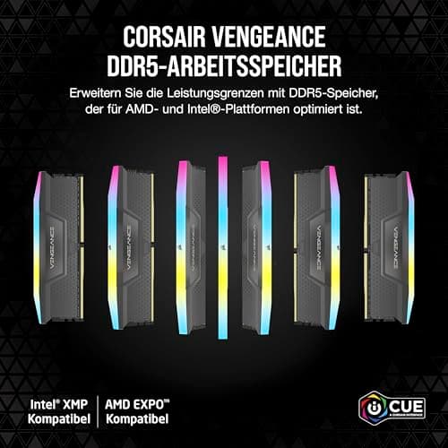 CORSAIR VENGEANCE RGB DDR5 RAM 32GB (2x16GB) Bis zu 5600MHz CL40 AMD EXPO Intel XMP 3.0 Desktop-Arbeitsspeicher – Grau (CMH32GX5M2B5600Z40) Bild 4