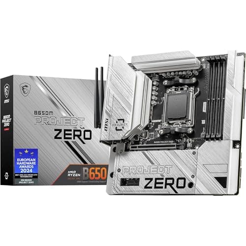 MSI B650M Project Zero Motherboard, Back-Connect Micro-ATX - Unterstützt Ryzen 9000, 8000 & 7000 Serie Prozessoren, AM5 - DDR5 Memory Boost 6400+MHz/OC, 1 x PCIe 4.0 x16, 2 x M.2 Gen4, Wi-Fi 6E
