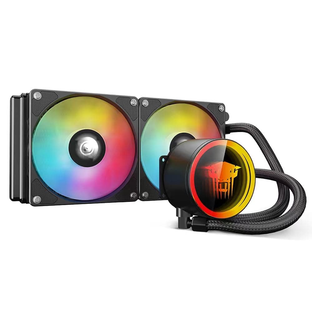 TZMRIT TK1 Farbiges Licht Aio Wasserkühlung CPU Kühler 800-1800RPM PWM Lüfter,Für LGA115X/1200/1700/1366/2011/2066,Für FM2/FM2+/AM3+/AM4/AM5 (240 Black) Bild 2