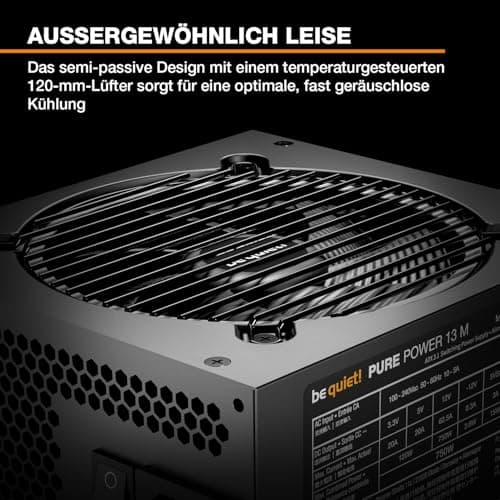 be quiet! Pure Power 13 M 750W Netzteil, 80 Plus® Gold Effizienz, ATX 3.1-Netzteil, für PCIe 5.1 GPUs, 120mm be quiet! Lüfter, semi-passiver Betrieb möglich, LLC-Technologie, Single-Rail Bild 4