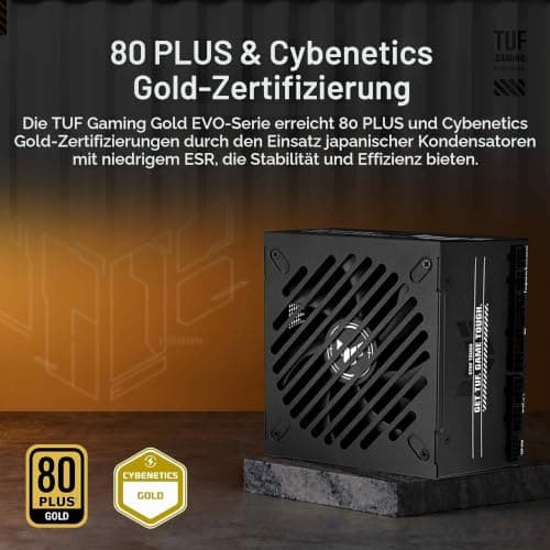 ASUS TUF Gaming 750W Gold EVO Gaming Netzteil (750 Watt, Lüfter mit Doppelkugellager, ATX 3.1 & PCIe 5.1 kompatibel, 80 Plus & Cybernetics Gold-Zertifizierung, geätzte Kabel, Schwarz) Bild 5