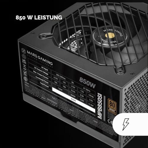 MARSGAMING MPB850SI, PC-ATX-Netzteil 850W, 7 Jahre Garantie, 80Plus Bronze 230V, 90% Effizienz, SI Extreme Silence Lüfter mit Kupferkern, AI2-RPM-, DC-DC- und SMD-Technologien, Schwarz Bild 8