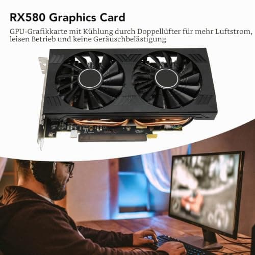 Septpenta RX580 Gaming-Grafikkarte, 8GB GDDR5 256Bit 1286MHz 7000MHz 256.0GB/S Computer-Grafikkarte, 8Pin HDMI und 2 X Display Porrt Schnitts Telle Dual-Ventilatoren Geräuscharm für Zu Hause Bild 6