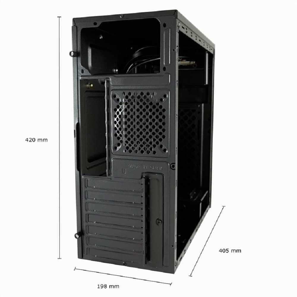 LC-POWER LC-7040B Midi-Tower Gehäuse | ATX, Micro-ATX & Mini-ITX | 360 mm GPU Support | 145 mm CPU-Kühler | USB 3.2 & USB 2.0 | Schwarz mit gebürsteter Aluminiumfront Bild 7