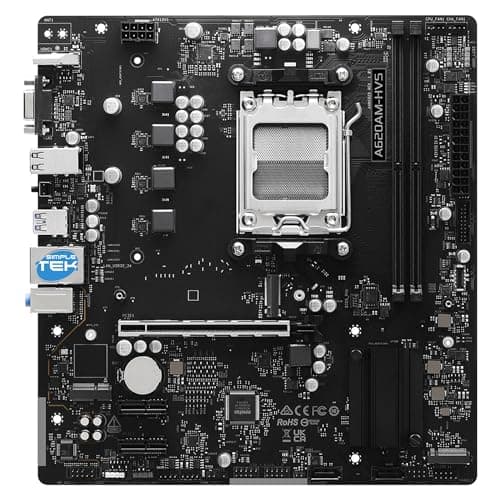 SIMPLETEK - Micro-ATX-Motherboard - Sockel AM5 A620A - DDR5 bis zu 6800+(OC) - PCIe 4.0 - Hyper M.2 Gen4 Slot - USB 3.2 Bild 2